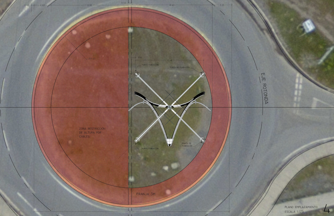 Plano de emplazamiento de Torre Lukutuel sobre la rotonda de Cholguán